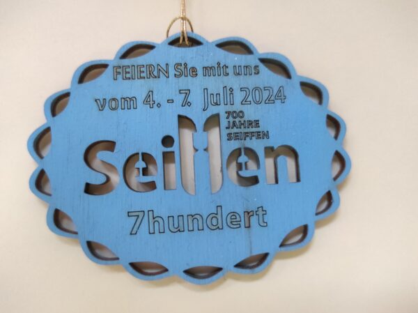 700 Jahre Seiffen Plakette blau